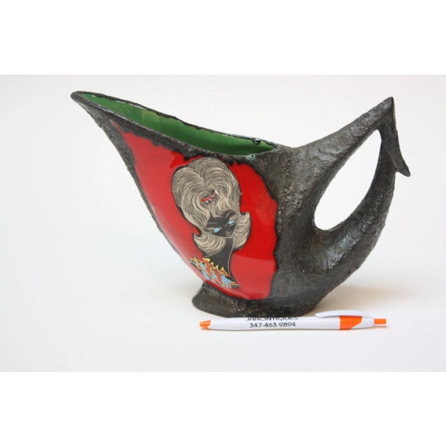 Mid-Century Modern Mid Century Italian Modern San Marino Fat Lava Ceramic and Enamel Pitcher For Sale - Image 3 of 13