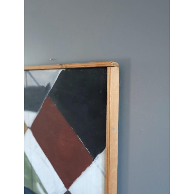 Mid 20th Century Mid-Century Modern 'Intersecting Planes' Vintage Original Geometric Abstract Oil Painting by Swedish Artist Bror Ingemar Fröberg (1921-1999), Framed For Sale - Image 5 of 12
