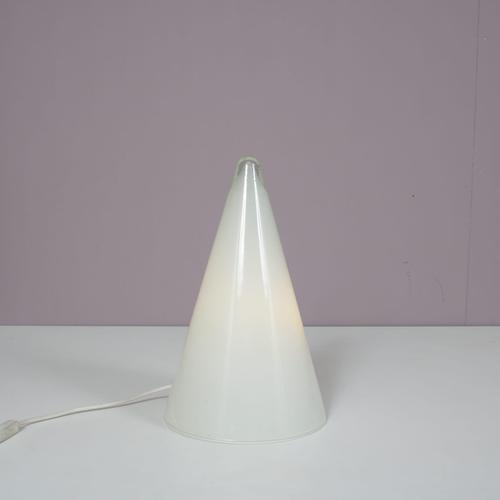 A lovely high quality white glass table lamp, model “TeePee”, manufactured by SCE in France around 1990. The cone shaped...