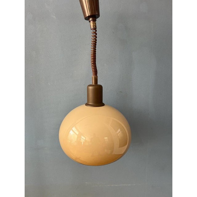 Vintage Beige Acrylic Glass Mushroom Pendant Lamp For Sale - Image 5 of 11