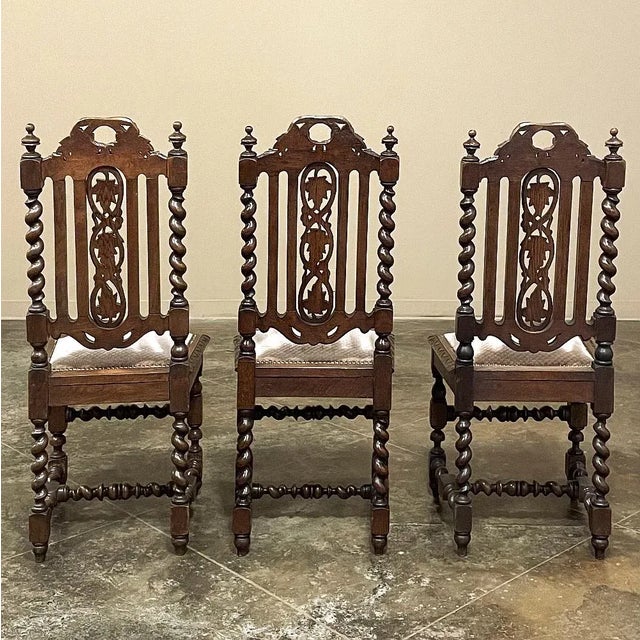 Set of 6 Antique French Renaissance Barley Twist Dining Chairs For Sale - Image 9 of 13