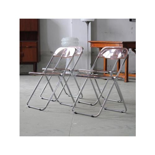 1960s Pink Plia Folding Chairs by Giancarlo Piretti for Castelli / Anonima Castelli, 1960s, Set of 4 For Sale - Image 5 of 15