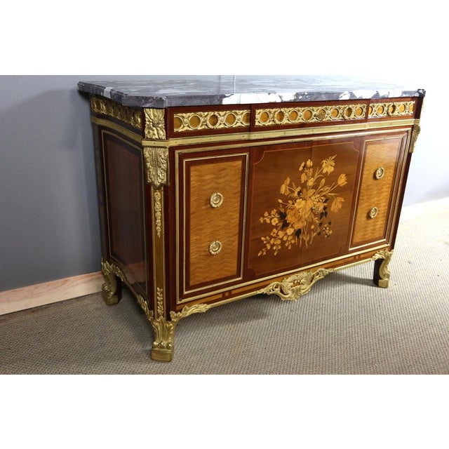 1960s Louis XV-Louis XVI Transition Style Marquetry Buffet, 1960s For Sale - Image 5 of 15