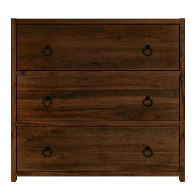 Spritely Home Accent Furniture Lark 34 in. W Rectangular Wood 3 Drawer Dresser, Walnut For Sale - Image 4 of 8