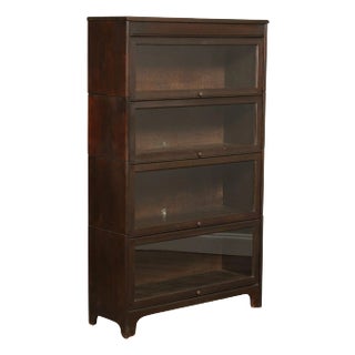 Grand Rapids Antique Four Section Barrister Bookcase For Sale