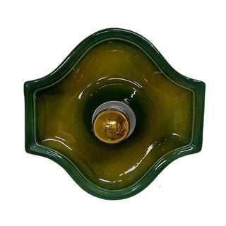 Bell-Shaped Green Ceramic Wall Lights attributed to Hustadt Keramik, Germany, 1970s For Sale