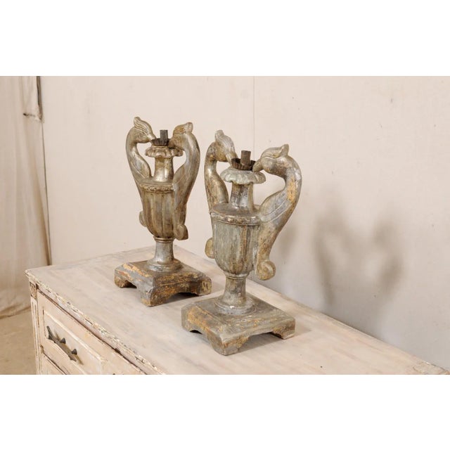 19th Century Carved Candlestick Urns, Italy - A Pair For Sale - Image 9 of 10