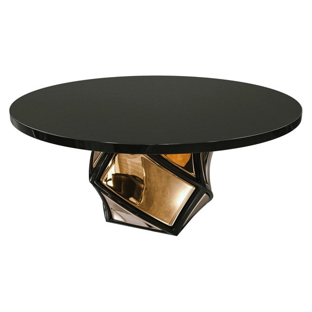 "Manchot" Round Table With Stainless Steel, Bronze, Handmade For Sale - Image 4 of 9