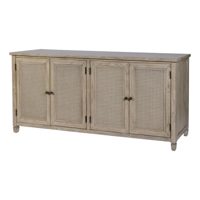 Flagstaff 70 in. W Rectangular Cane 4 Door Sideboard, Desert Sand For Sale