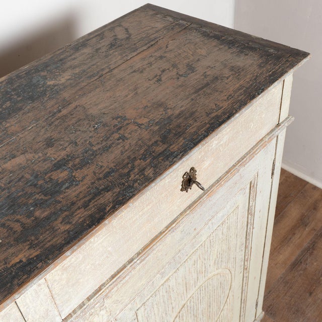 White Early 19th Century Original Painted Swedish Tall Pine Sideboard For Sale - Image 8 of 15