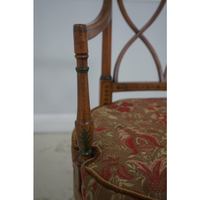 Adams Paint Decorated Cane Seat W. Cushion Armchair For Sale - Image 15 of 18