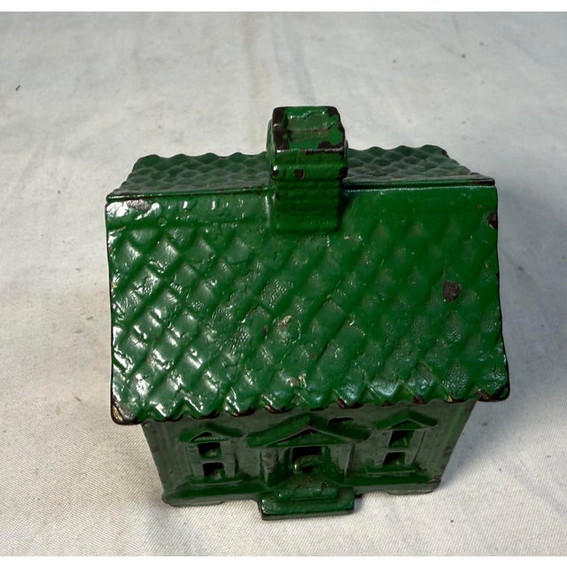 1920s Share Antique 1927 Cast Iron Green House Still Coin Bank by Andy & Susan Moore For Sale - Image 5 of 9