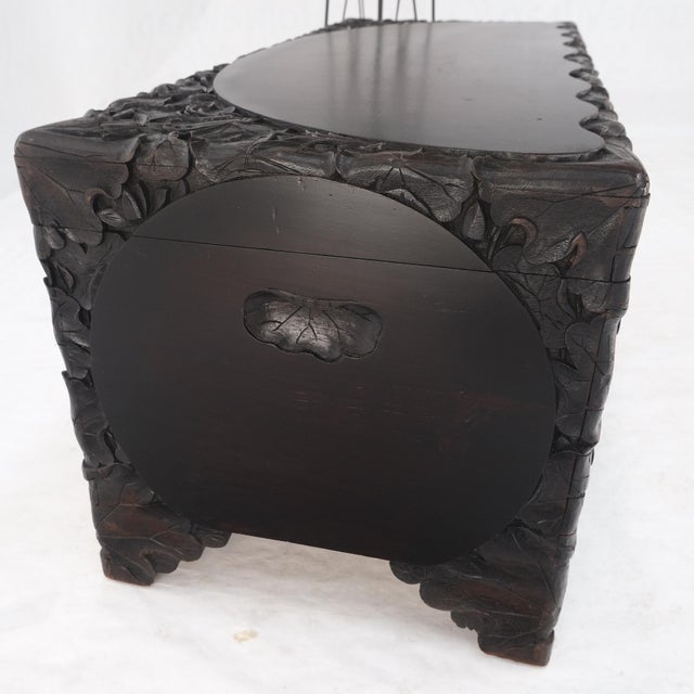 Ebonized Carved Teak Cedar Lined Brass Latch c. 1920s Trunk Hope Chest CLEAN! For Sale - Image 10 of 18