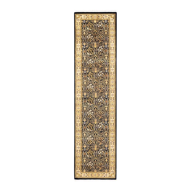 Mogul, One-of-a-Kind Hand-Knotted Area Rug in Black, 2' 6" x 10' 5" For Sale
