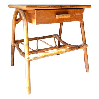 Bedside Table with Drawer in Bamboo For Sale