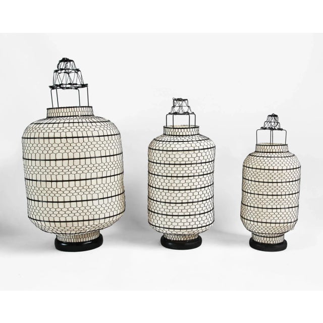 Industrial Vintage Cylinder Heibe Wire Asian Nautical Pendant Light Large For Sale - Image 3 of 5