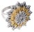 1980s 18k 2 Tone Gold Diamond Cut Sunflower Ring, Size 7.5 For Sale
