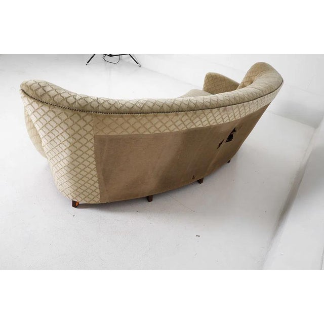 1950s Art Deco Danish Curved Banana Sofa W Textured Mohair Type Upholstery For Sale - Image 10 of 18