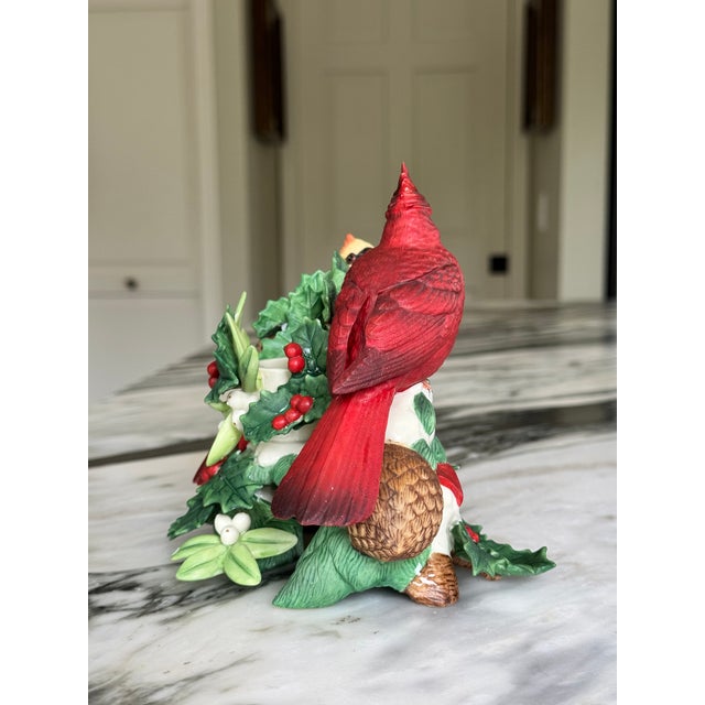 Lenox Winter Greetings Porcelain Cardinal Motif Candle Holder For Sale - Image 11 of 13