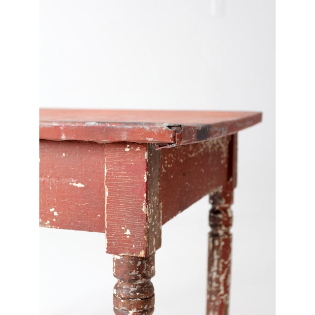 Wood Antique Painted Farmhouse Table With Metal Top For Sale - Image 7 of 18