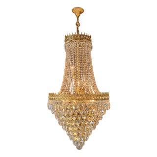 Empire Style Crystal Basket Chandelier Handcrafted Crystal Ornamentation For Sale