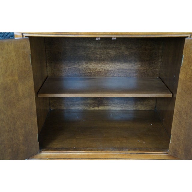 Mid-Century Fancher Chinoiserie Campaign Walnut Smoked Glass Buffet Credenza MCM For Sale - Image 10 of 18