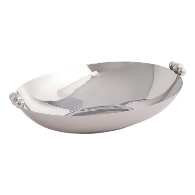 Lucente Polished Oval Serving Bowls, Nickel For Sale