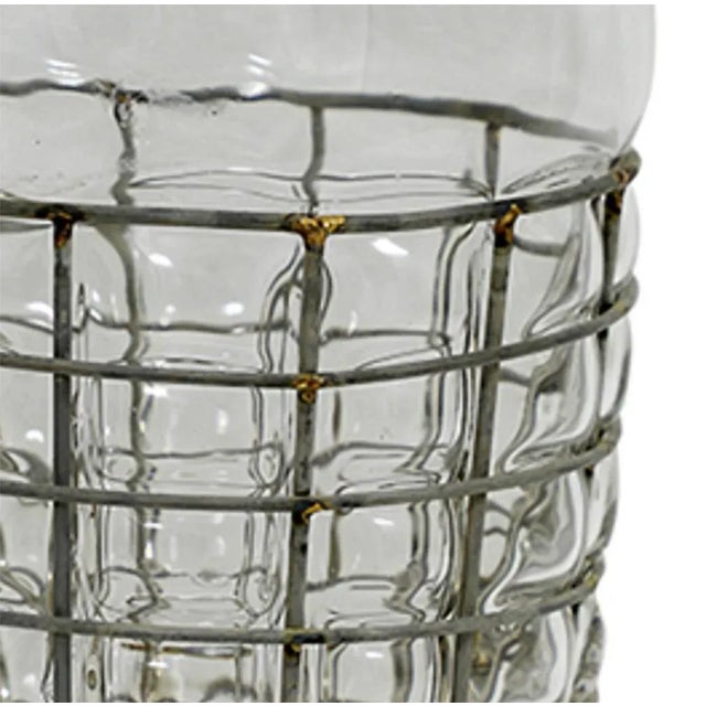 Late 20th Century Vintage Wire Basket Glass Vase For Sale - Image 5 of 6
