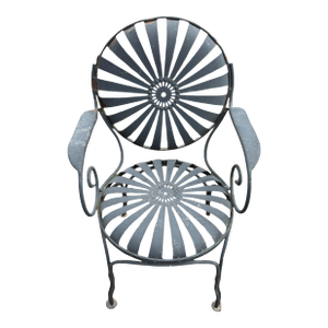 Vintage Francois Carre Style Spring Back Sunburst Armchair