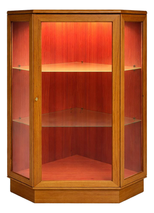 Vintage Illuminated Teak Corner Display Cabinet from Nathan