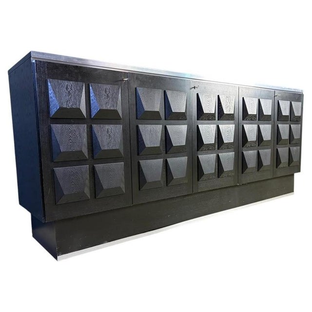 Black Brutalist Credenza, 1970s For Sale - Image 11 of 11
