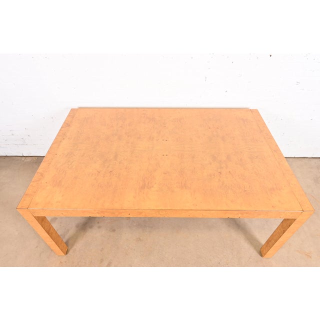 Brown John Widdicomb Mid-Century Modern Burl Wood Parsons Extension Dining Table, Newly Refinished For Sale - Image 8 of 12