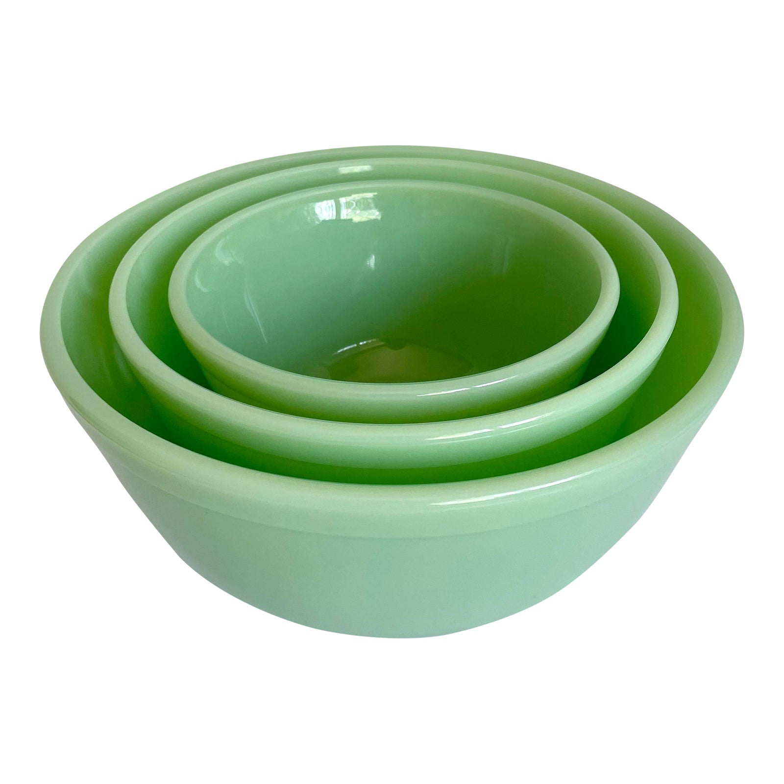 Set of Three Mosser Glass Jadeite Nesting Bowls Chairish