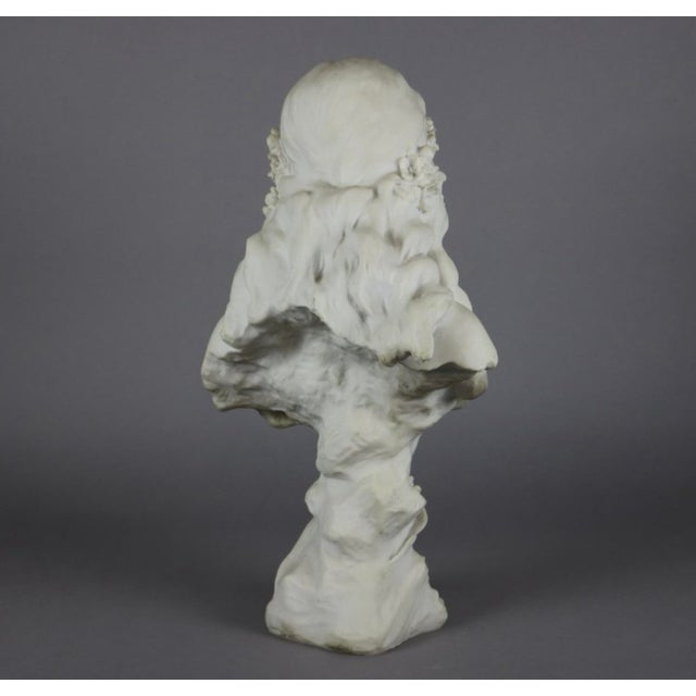 Alabaster Late 20th Century Art Nouveau 23" Composition Statue Portrait Bust of Le Printemps Spring For Sale - Image 8 of 12