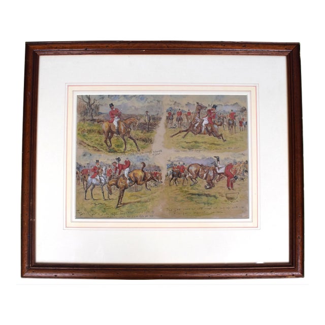 Vignette of 4 Fox Hunt Scenes Watercolour by George Finch Mason For Sale