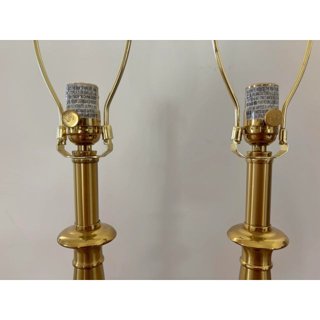 1990s Pair of 1990s Stiffel Brass Regency Style Baluster Table Lamps For Sale - Image 5 of 12