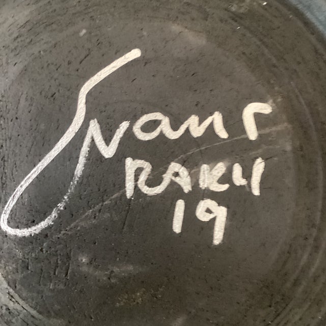 Mid 20th Century Tony Evans Raku Pottery Studio Pottery Centerpiece Bowl With Enameled Asian Calligraphy Signed and Numbered For Sale - Image 9 of 12