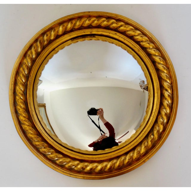 Large Giltwood Convex Mirror Twisted Rope Design 18.25" For Sale - Image 4 of 12