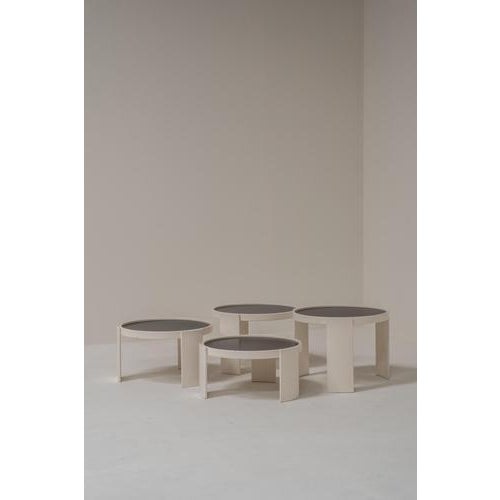 Rare set of four ‘Model 780’ stacking coffee tables designed by Gianfranco Frattini for Cassina in 1966. A beautiful...