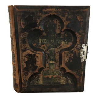 Antique 1880s Douay Rheims Leather Presentation Family Bible For Sale
