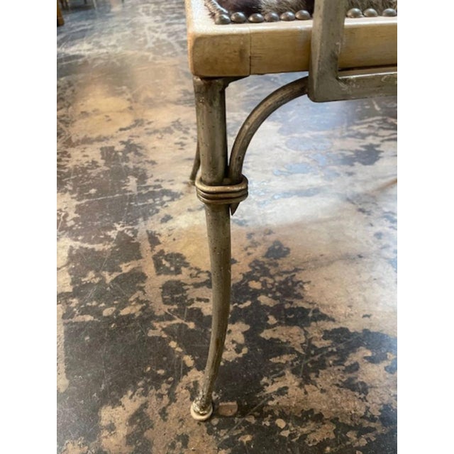 Vintage Hollywood Regency Iron Chair With Cowhide For Sale In Dallas - Image 6 of 10
