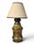 Pair of stoneware bedside lamps. Height 33 and 34 cm (the lamp bases differ slightly in size). Shade diameter 17 cm. Minor...