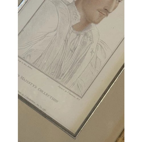 Beige Early 19th Century Pair of Framed Etching Prints of Howard of Surrey and Clinton by Bartolozzi Reproduction For Sale - Image 8 of 11