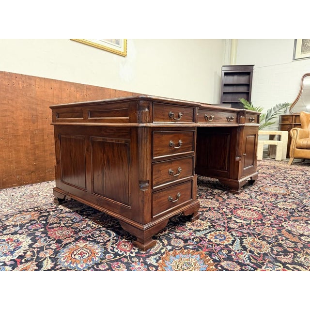 English Classic Chesterfield Partnerdesk Desk For Sale - Image 5 of 18