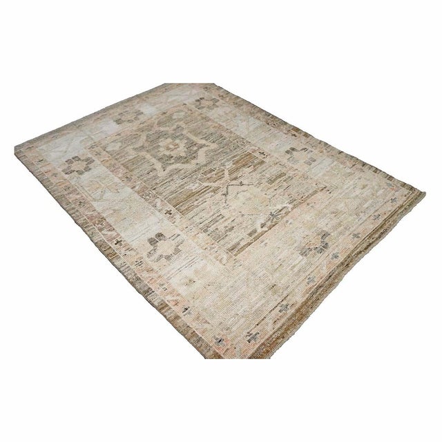Early 21st Century 21st Century Turkish Oushak Wool 5x6 Blush, Charcoal & Ivory Handmade Area Rug #1144107 For Sale - Image 5 of 9