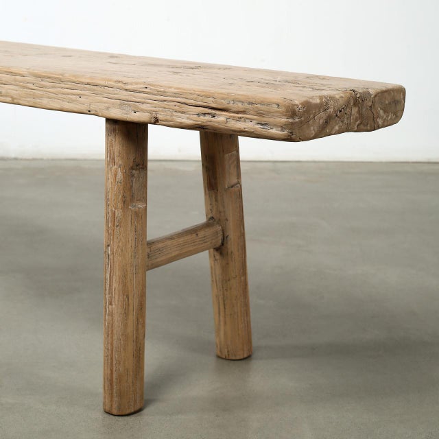 Vintage Large Wooden Bench – Weathered Natural Finish For Sale - Image 4 of 5