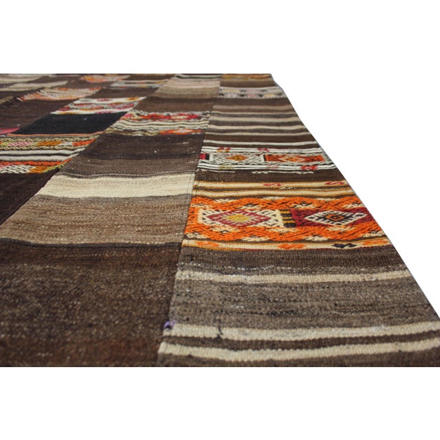 Traditional Handmade Antique Patchwork Kilim. 5'7" X 7'9" For Sale - Image 3 of 4