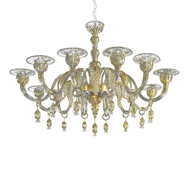 Venetian Gold Murano Style Glass Chandelier with Leaves from Simoeng For Sale - Image 10 of 10