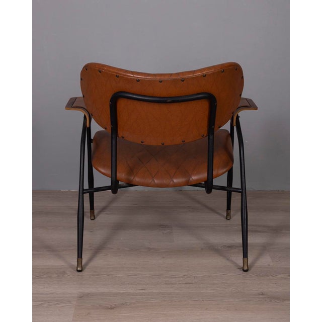 Gastone Rinaldi Vintage Leather Chair by Gastone Rinaldi for Rima, 1950s For Sale - Image 4 of 14