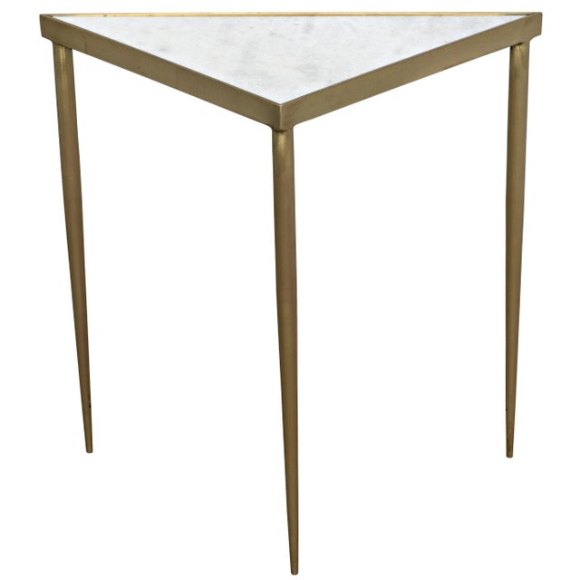 Contemporary NOIR Comet Triangle Side Table in Stone and Metal with Brass Finish - Large For Sale - Image 3 of 3